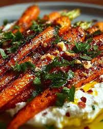 Geröstete Karotten mit geschlagener Ricotta und scharfem Honig