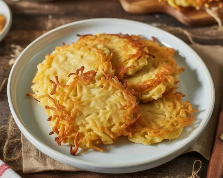 Eenvoudig recept voor knapperige kartoffelpuffer zoals bij oma, geserveerd met appelmoes.