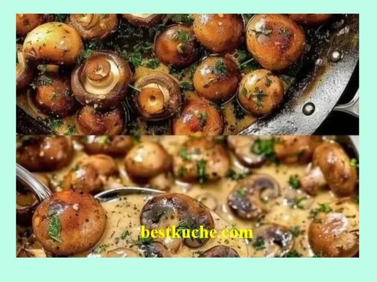 Leckere Knoblauch-Champignons in cremiger Rahmsoße serviert