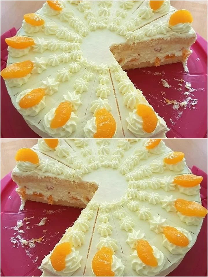 Blitztorte mit Mandarinen im Paradies auf einem Teller