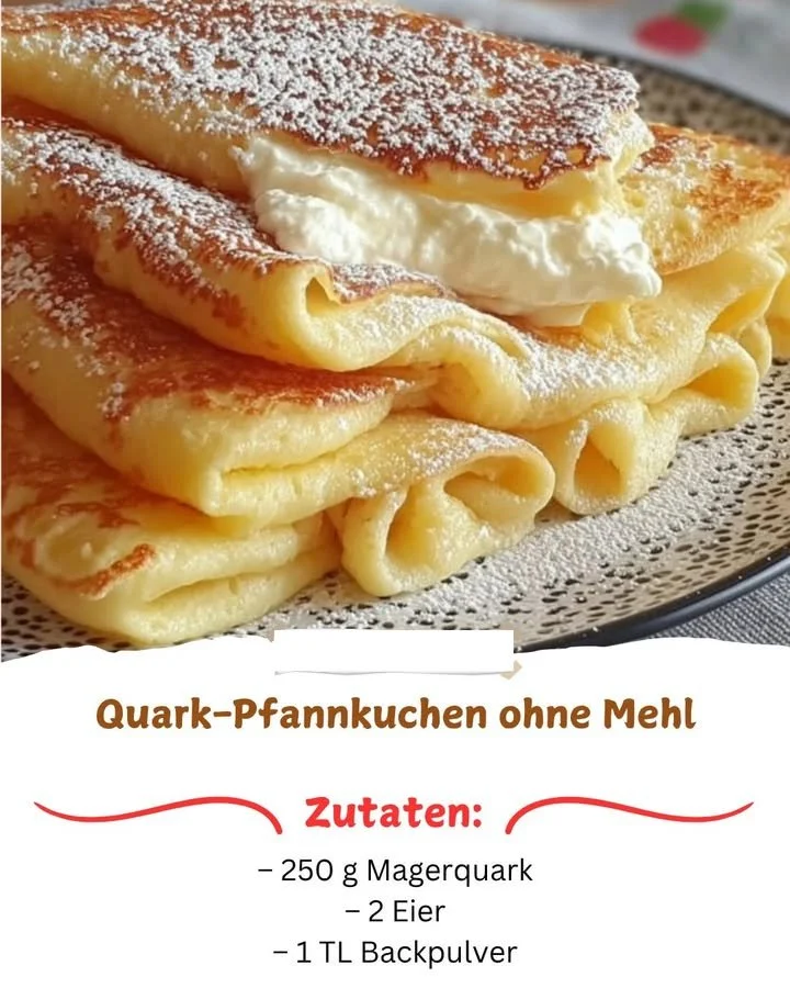Fluffige Quark-Pfannkuchen ohne Mehl, perfekt für eine gesunde Ernährung.