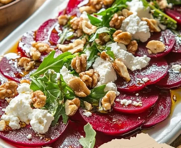 Schnelles und einfaches Rote-Bete-Carpaccio mit frischen Zutaten