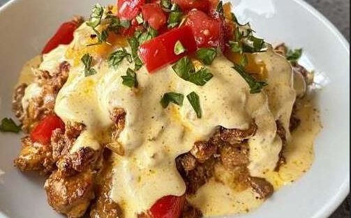 Gyrosauflauf mit Knoblauch