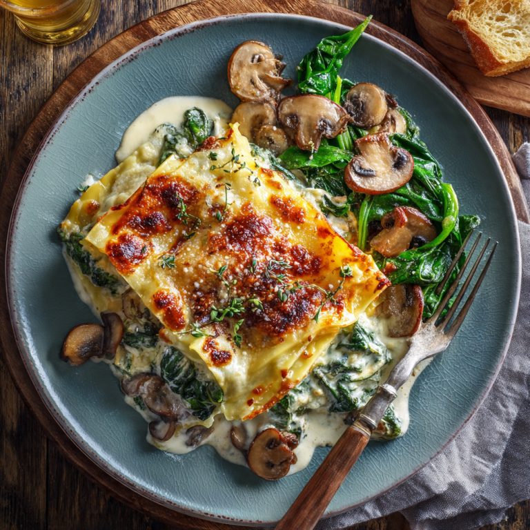 🍝 Lasagne mit Spinat, Pilzen & cremiger Ricotta-Sauce