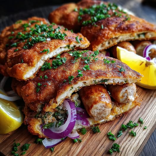 Gefülltes Schnitzel mit Bratwurst – doppelt lecker! - bestkuche Gefülltes Schnitzel mit Bratwurst – doppelt lecker! - bestkuche