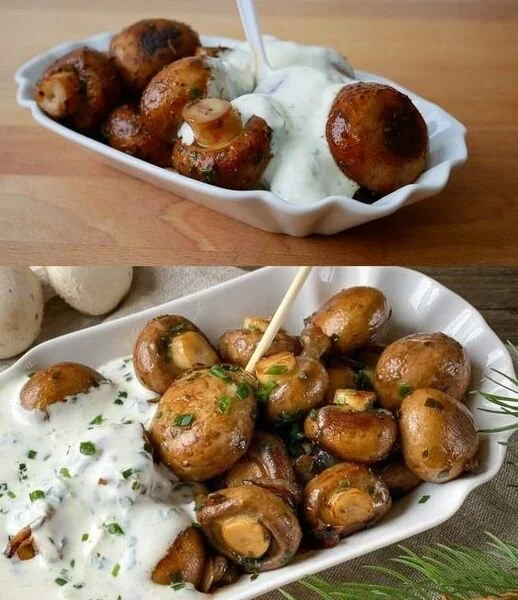 Leckere Champignons wie vom Jahrmarkt, frisch zubereitet.