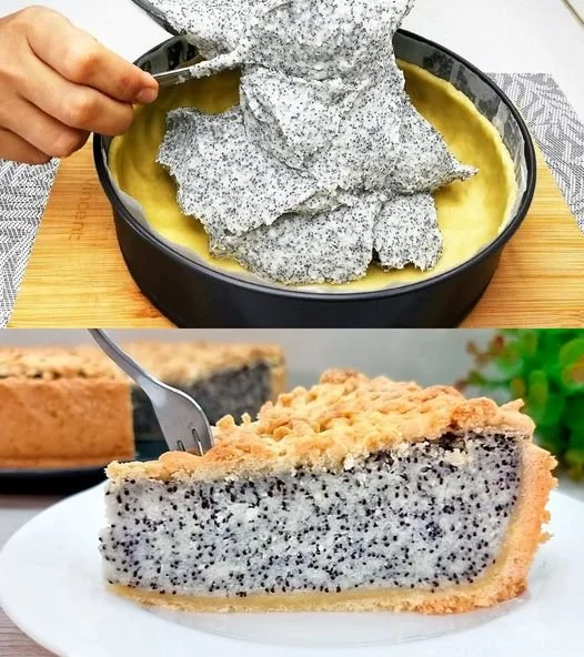 Leckerer Mohnkuchen auf einem Teller serviert