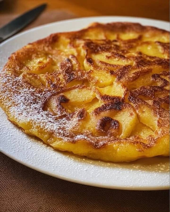 Leckere Apfelpfannkuchen auf einem Teller serviert