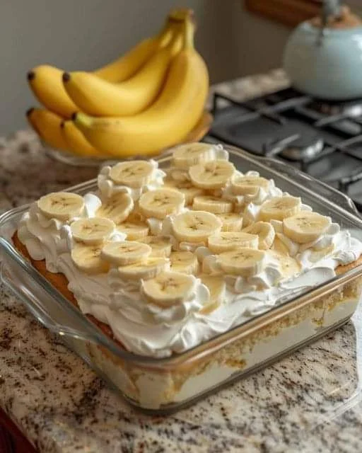 Bananen-Karamell-Dessert mit einer dekadenten Karamellsoße und frischen Bananen