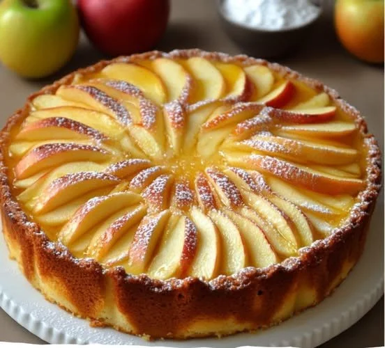 Fondant mit Äpfeln und Mascarpone in einer dekorativen Präsentation