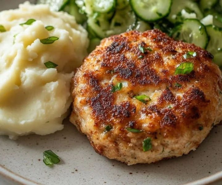 Frikadellen auf einem Teller serviert, traditionelle deutsche Fleischpattys