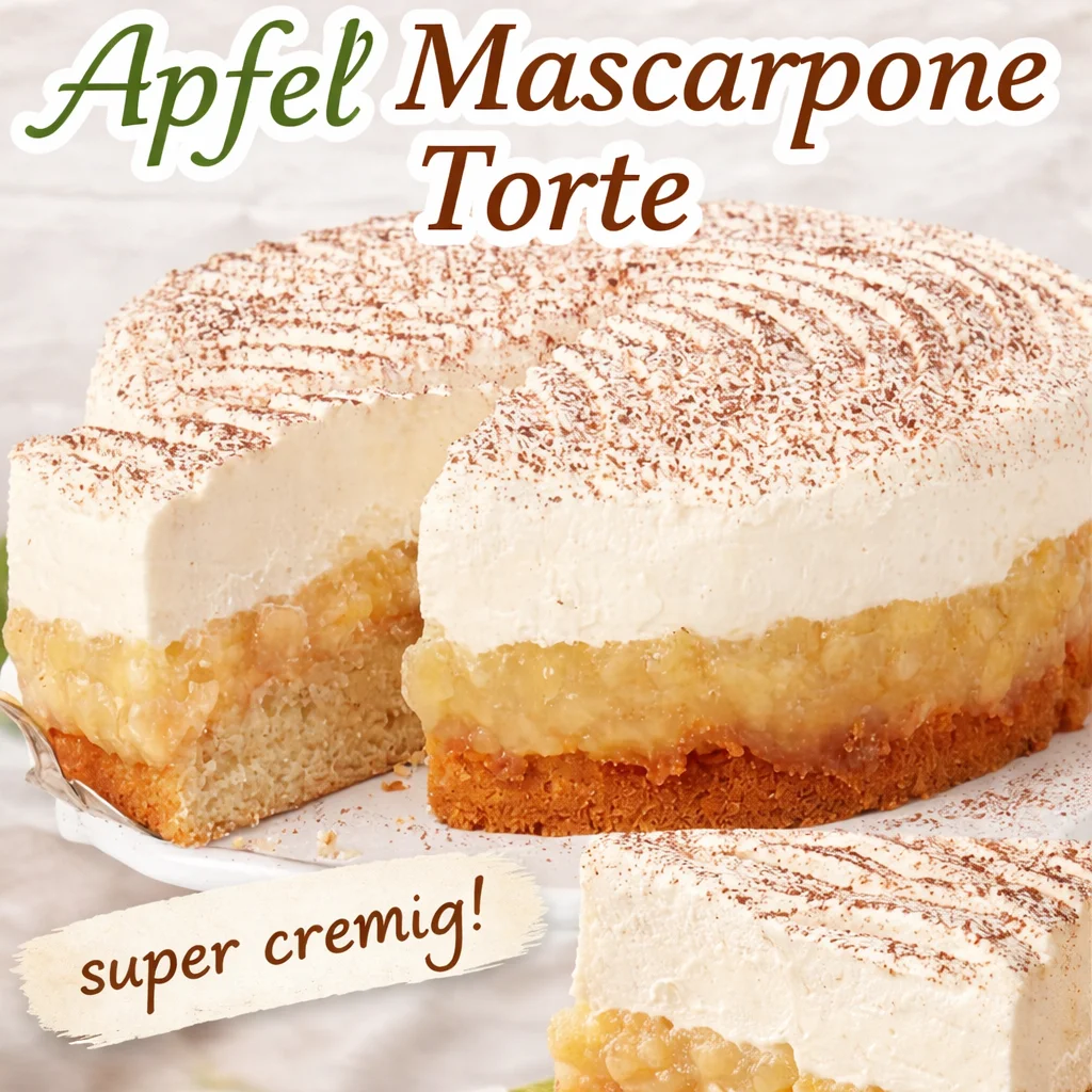 Apfel Mascarpone Torte mit frischen Äpfeln und cremiger Mascarpone-Füllung.