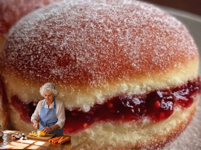 Frisch gebackene Berliner Pfannkuchen mit Marmelade gefüllt und Puderzucker bestäubt.