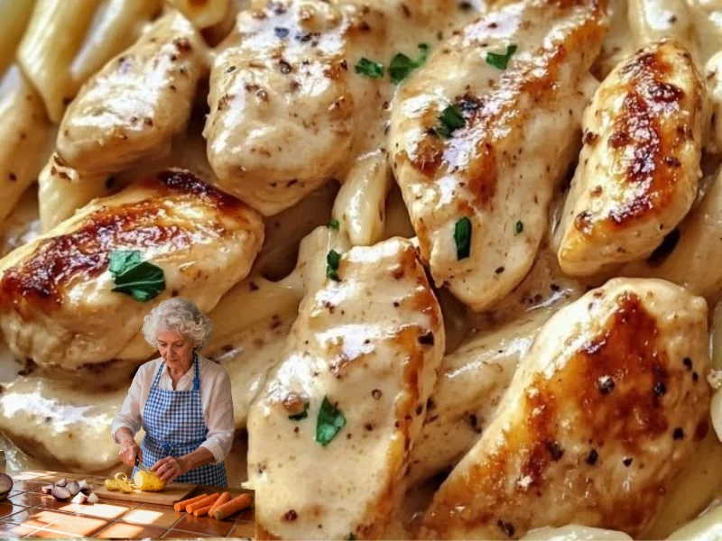 Cremiges Parmesan-Hühnchen mit Penne