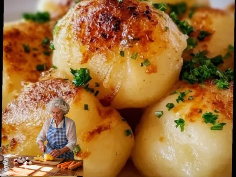 Deutsche Kartoffelknödel nach Omas Rezept auf einem Teller serviert