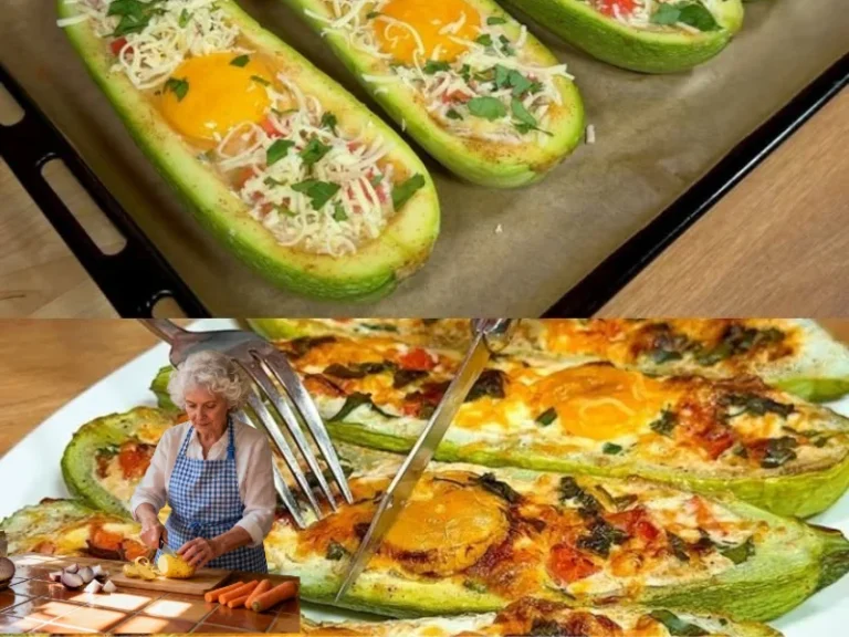Gefüllte Zucchini-Boote mit Gemüse und Gewürzen