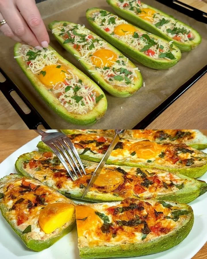 Gefüllte Zucchini-Boote