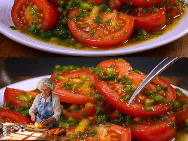 Leckerer magischer Tomatensalat mit frischen Zutaten