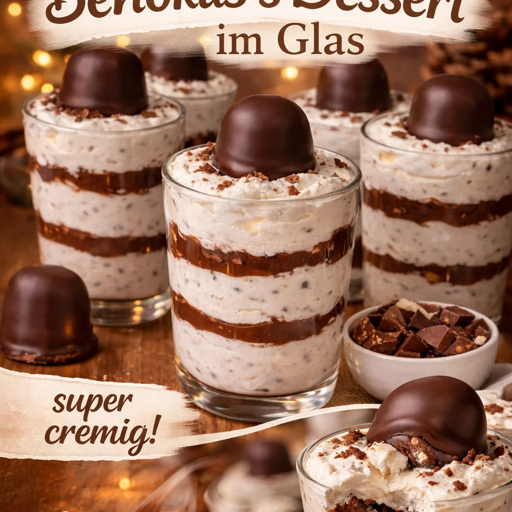 Leckeres Mohrenkopf Dessert mit Schokolade und Baiser für süße Momente