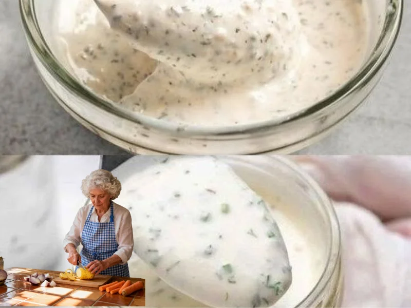 Omas unschlagbare Knoblauchsoße in einer Schüssel serviert