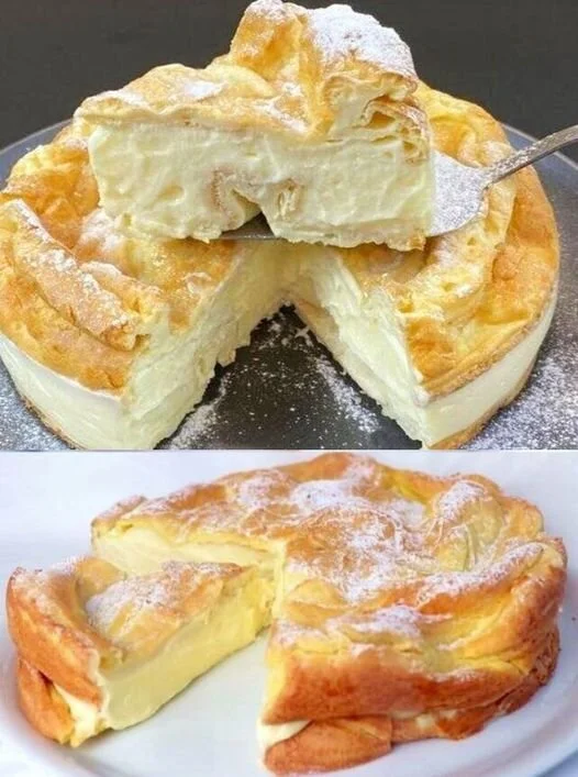 Polnischer Puddingkuchen mit cremiger Füllung und fruchtigem Belag