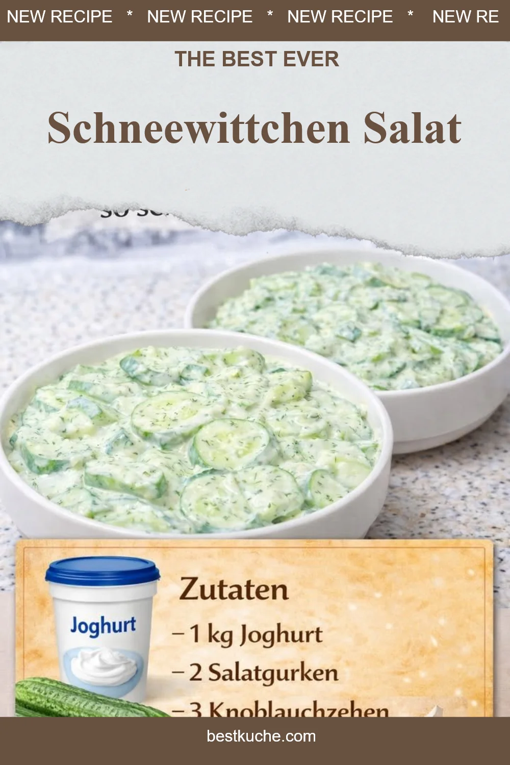 Schneewittchen Salat serviert auf einem eleganten Teller mit frischen Zutaten.