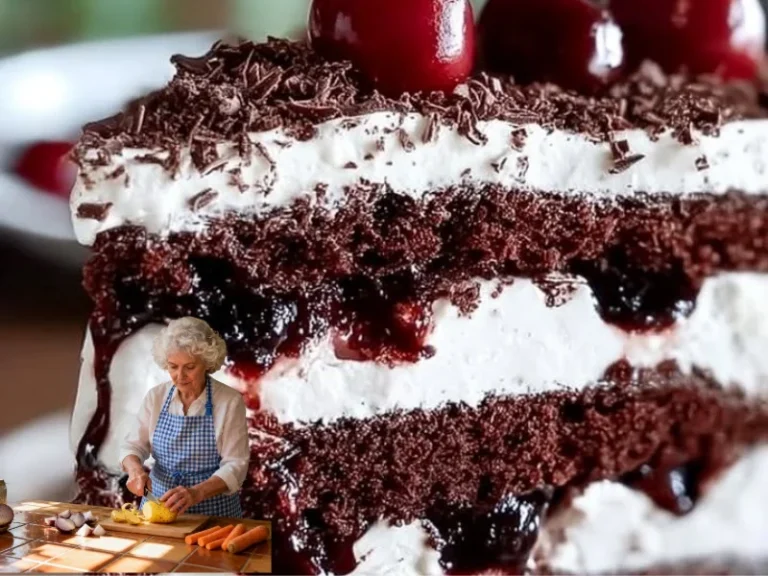 Schwarzwälder Kirschtorte mit Kirschen und Schokoladenschichten