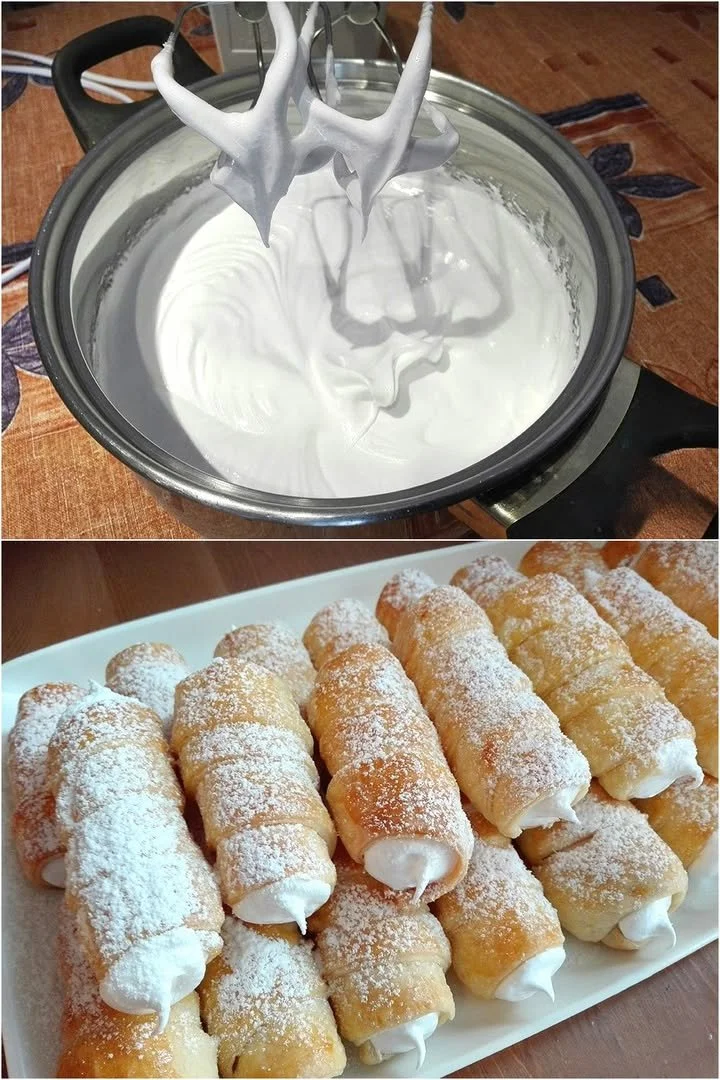 Selbstgemachte Schaumrollen mit italienischer Eischnee-Füllung