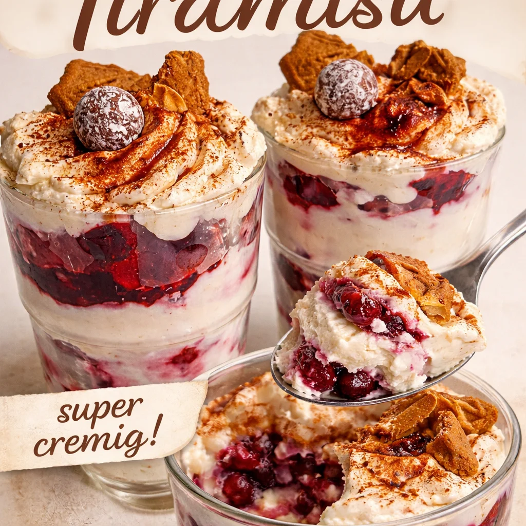 Leckeres Tiramisu im Glas serviert als verführerisches Dessert.
