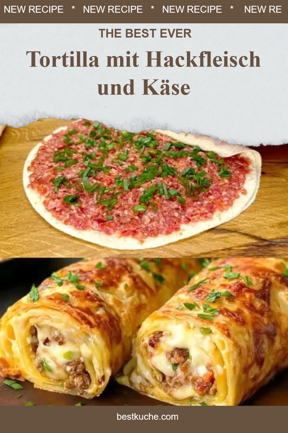 Leckere Tortilla mit Hackfleisch und Käse, serviert auf einem Teller