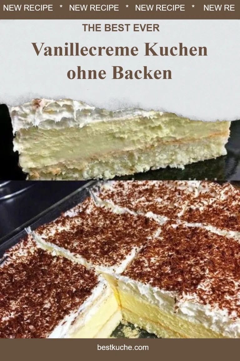 Leckerer Vanillecreme Kuchen ohne Backen auf einem Teller