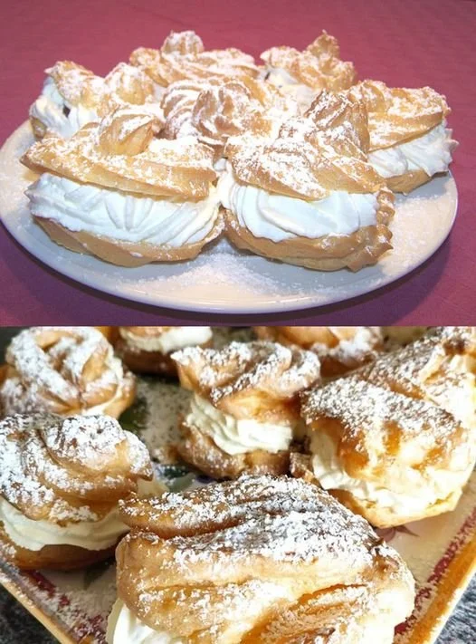 Luftige Windbeutel aus Brandteig, gefüllt mit leckerer Creme und Früchten