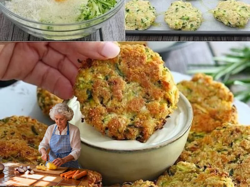 Zucchini-Käse-Patties auf einem Teller serviert