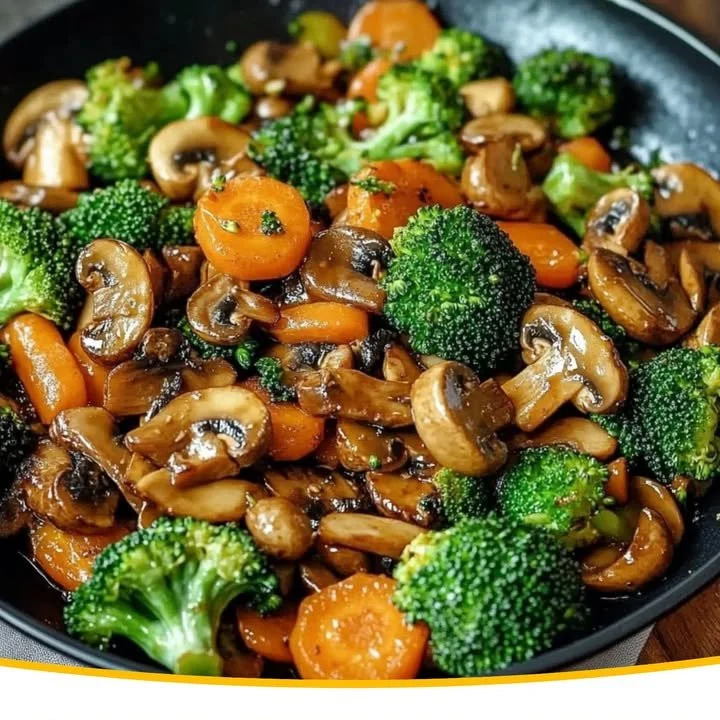 15-Minuten-Pfanne mit Champignons, Brokkoli & Karotten