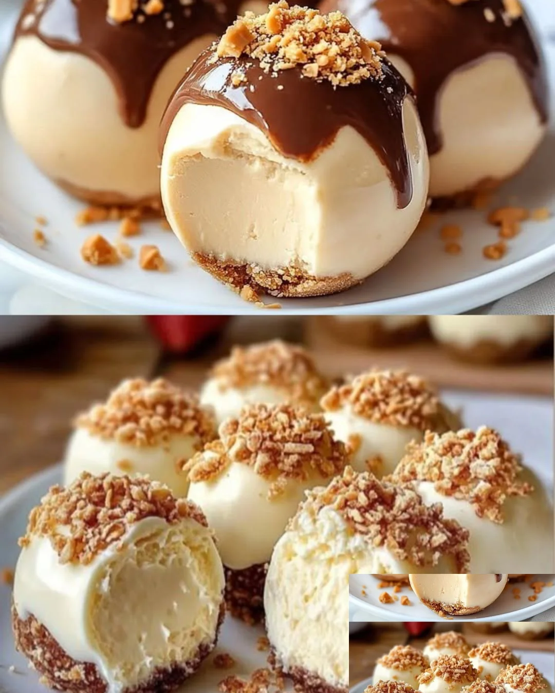 Leckere 5-Minuten Käsekuchen-Kugeln auf einem Teller