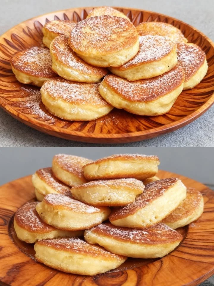 Zarte 5 Minuten Pfannkuchen auf einem Teller serviert.