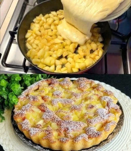 Leckerer Apfelkuchen mit frischen Äpfeln und goldbraunem Teig