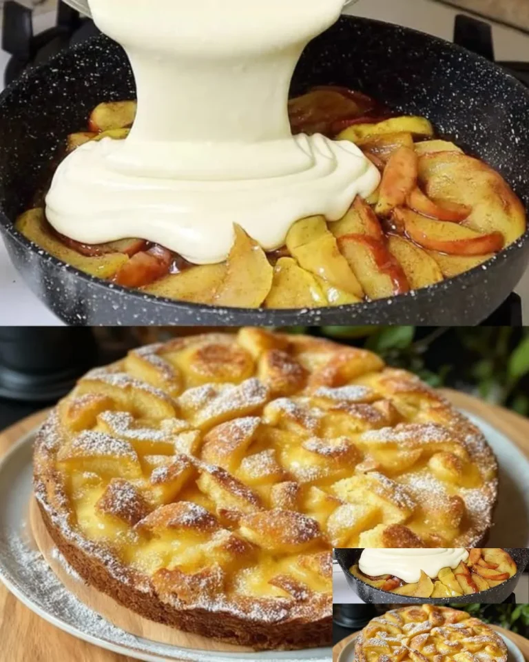 Frischer, hausgemachter Apfelkuchen mit saftigen Äpfeln und goldbraunem Teig.