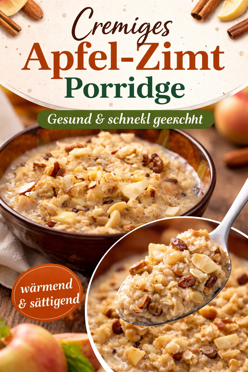 Bircher Müesli – Haferflocken mit Äpfeln, Nüssen und Joghurt. Gesund und typisch Schweizer Frühstück.