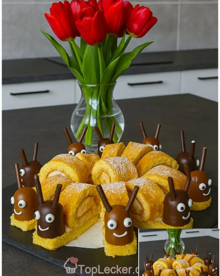 Biskuitrolle mit Erdbeermarmelade und Mascarponecreme auf einem Teller