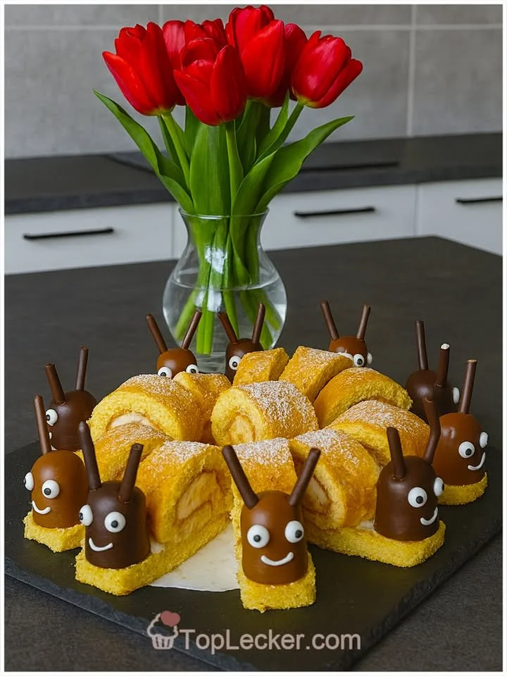 Biskuitrolle mit Erdbeermarmelade und Mascarponecreme