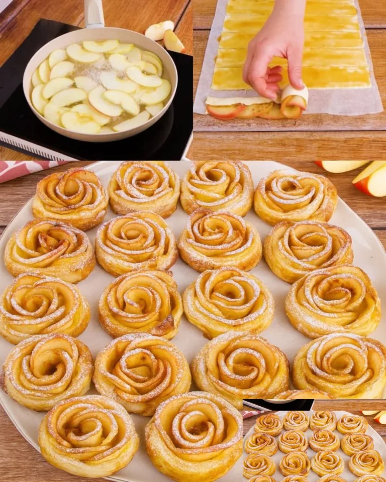 Leckere Blätterteig Apfelrosen mit frischen Äpfeln und Zimt.