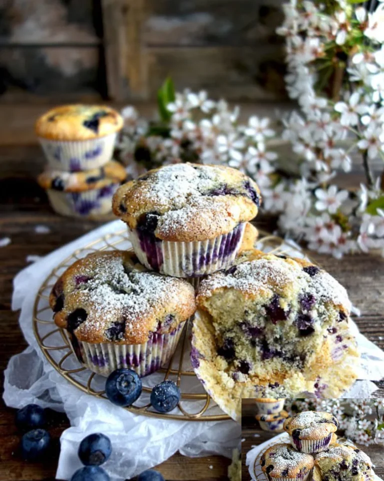 Frisch gebackene Blaubeermuffins mit saftigen Heidelbeeren