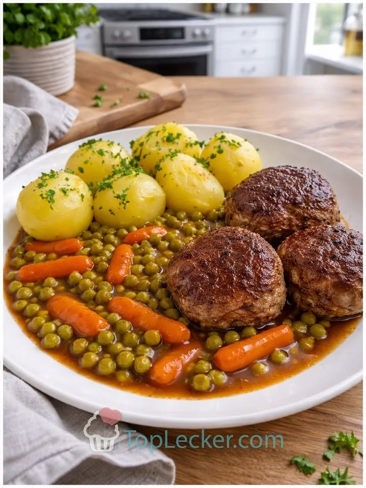 Bouletten mit Mischgemüse und Kartoffeln