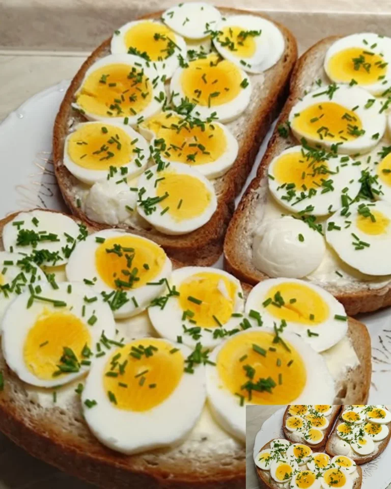Brot mit Ei und frischem Schnittlauch als leckeres Frühstücksgericht