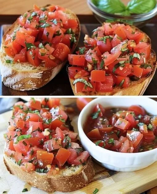 Bruschetta with tomatoes and garlic