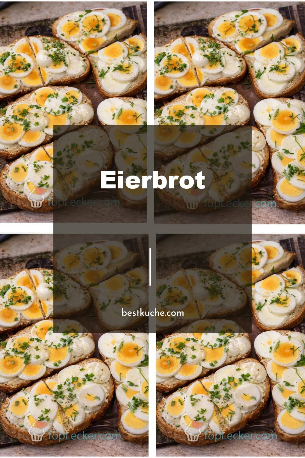 Delikates Eierbrot mit frischen Zutaten auf einem Holzbrett