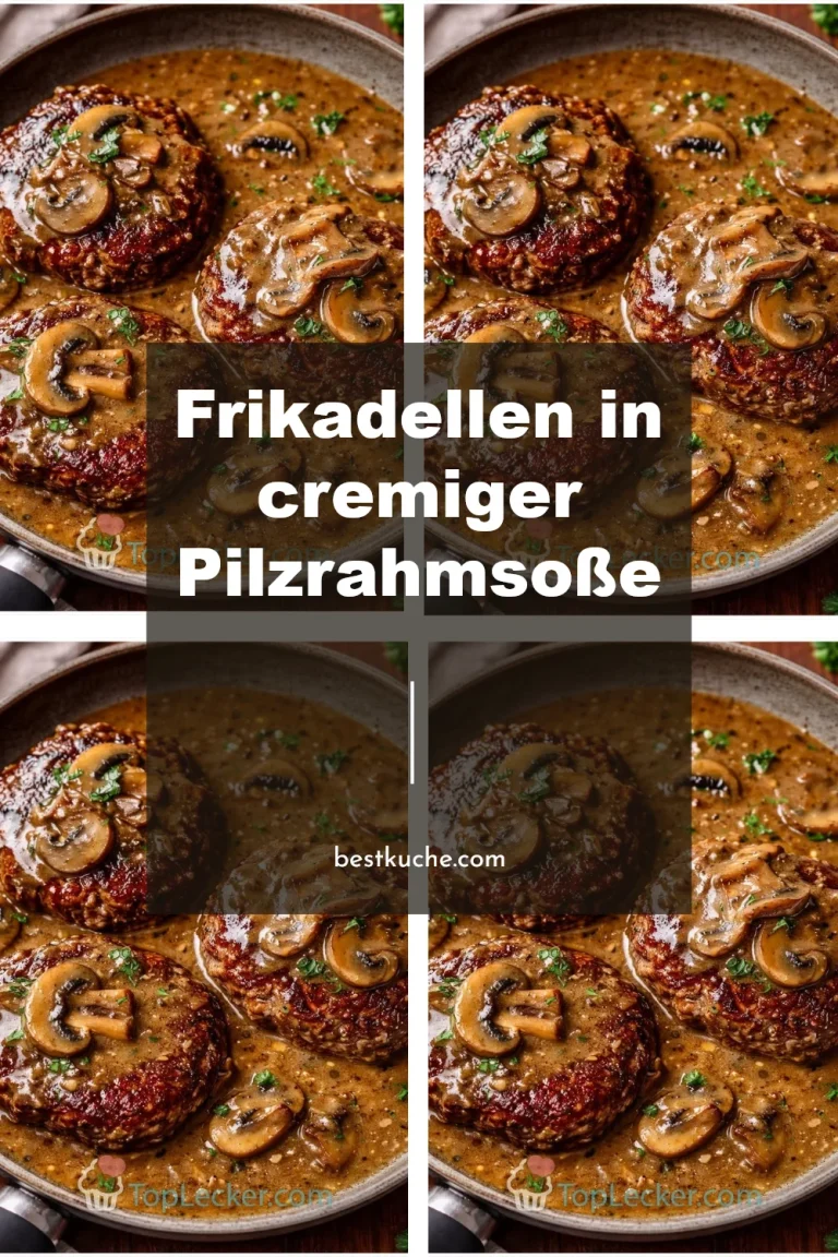 Frikadellen in einer würzigen cremigen Pilzrahmsoße serviert