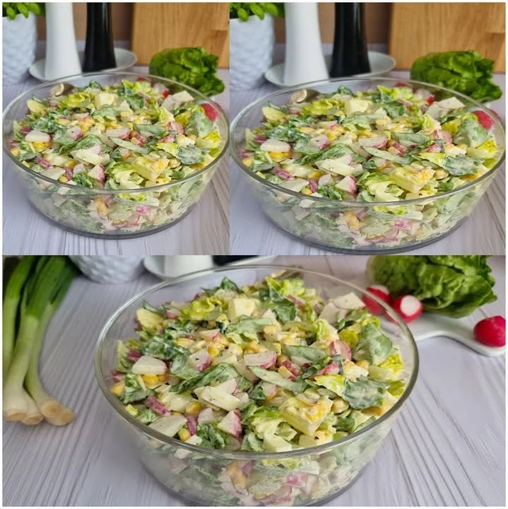Frühlingssalat mit Ei und Radieschen, frisch und gesund zubereitet.