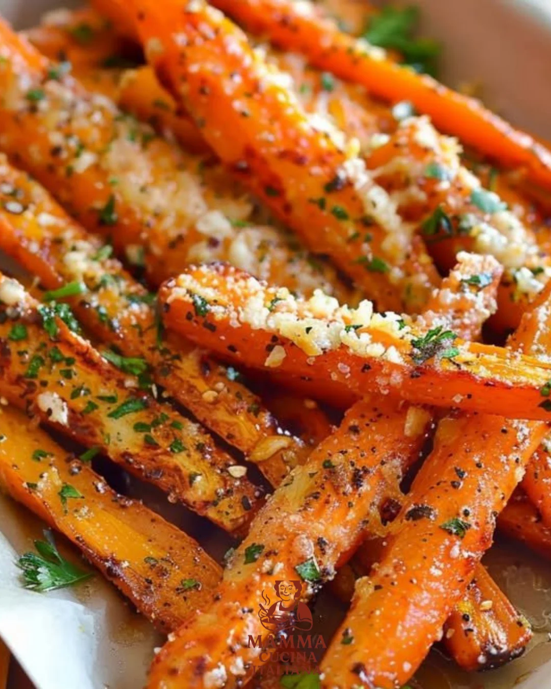 Geröstete Karotten mit Knoblauch und Parmesan